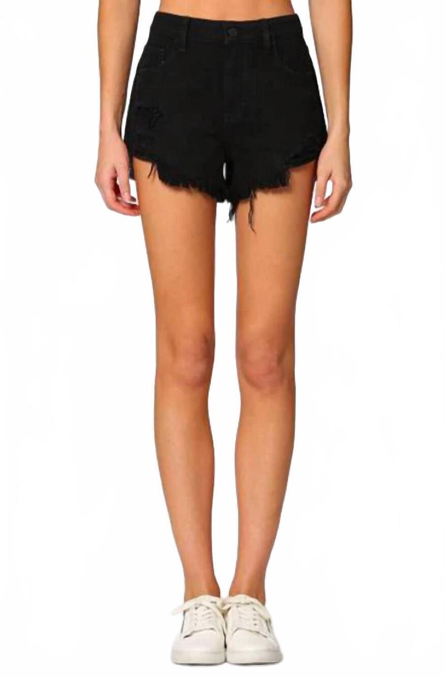 NEW HIDDEN finn high rise distressed jean shorts in black